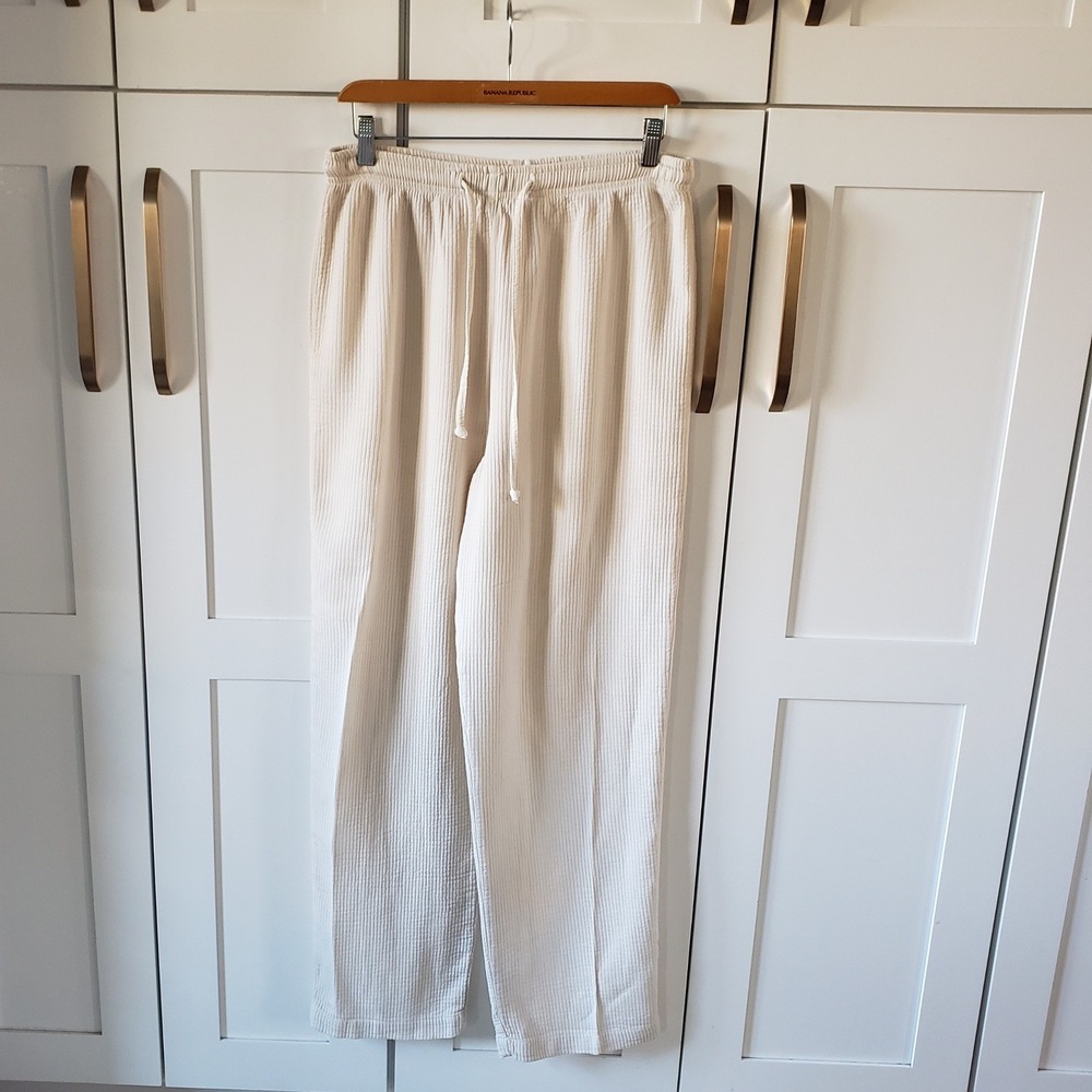 Democracy Pants Medium Grown in America‎ Wide Leg Drawstring Crinkle Trouser
